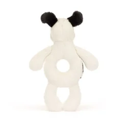 Baby Jellycat Bashful Hund, Sort/Creme Rangle