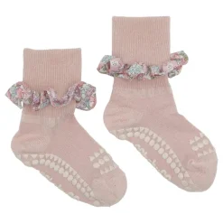 Gobabygo Bambus Non-Slip Sokker 1-2Ar - Soft Pink/Liberty