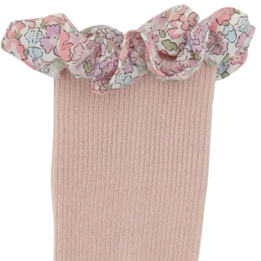Gobabygo Bambus Non-Slip Sokker 1-2Ar - Soft Pink/Liberty