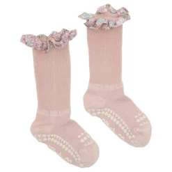 Gobabygo Bambus Non-Slip Sokker 1-2Ar - Soft Pink/Liberty