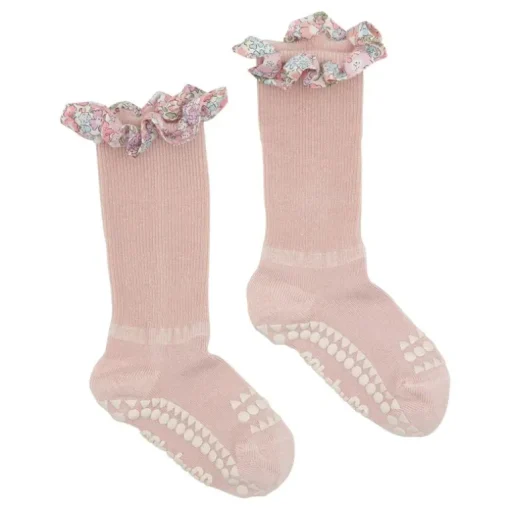Gobabygo Bambus Non-Slip Sokker 1-2Ar - Soft Pink/Liberty