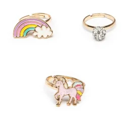 Great Pretenders 3Pk Unicorn Rainbow Rings