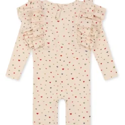 Konges Slojd Manuca Frill Onesie Str.4 Ar, Multi Hearts