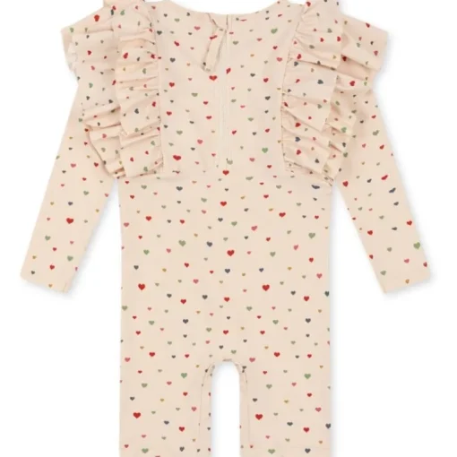 Konges Slojd Manuca Frill Onesie Str.4 Ar, Multi Hearts