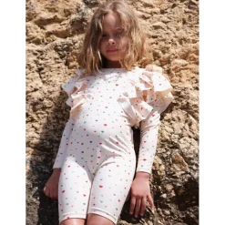 Konges Slojd Manuca Frill Onesie Str.4 Ar, Multi Hearts