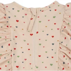 Konges Slojd Manuca Frill Onesie Str.4 Ar, Multi Hearts