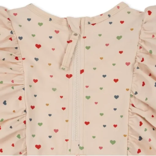 Konges Slojd Manuca Frill Onesie Str.4 Ar, Multi Hearts