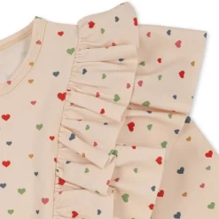 Konges Slojd Manuca Frill Onesie Str.4 Ar, Multi Hearts