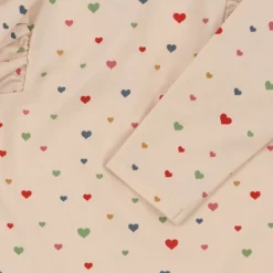 Konges Slojd Manuca Frill Onesie Str.4 Ar, Multi Hearts
