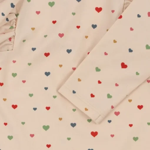 Konges Slojd Manuca Frill Onesie Str.4 Ar, Multi Hearts