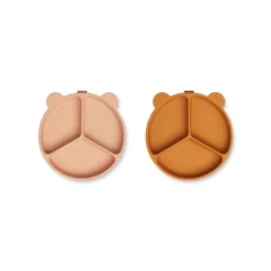 Liewood Stacy Ruminddelt Tallerken Med Sugekop 2Pk, Mustard/Tuscany Ro