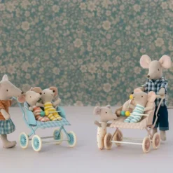 Maileg Klapvogn, Baby Mus - Mint
