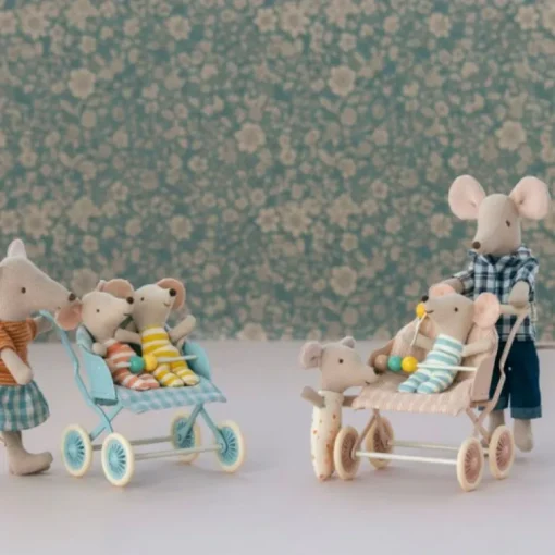 Maileg Klapvogn, Baby Mus - Mint