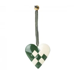 Maileg Metal Ornament, Flettet Hjerte - Morkegron