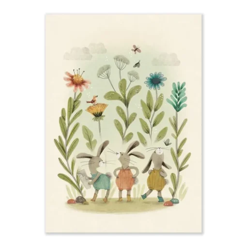 Moulin Roty Plakat - Tre Sma Kaniner 50X70Cm