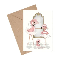 Mouse & Pen A6 Kort Flamingo Balletskole