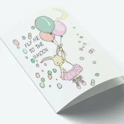 Mouse & Pen A7 Kort Fly Me To The Moon Lyserod