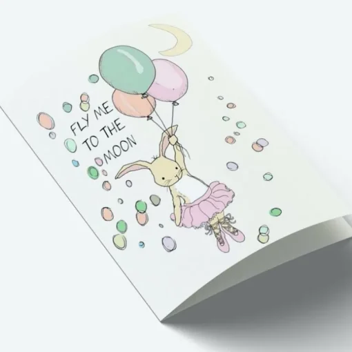 Mouse & Pen A7 Kort Fly Me To The Moon Lyserod