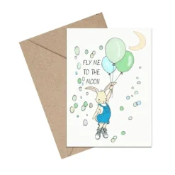 Mouse & Pen A6 Kort Fly Me To The Moon Bla