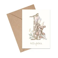 Mouse & Pen A6 Kort Tillykke Talkort - 1 Ar