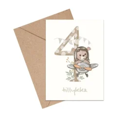 Mouse & Pen A6 Kort Tillykke Talkort - 4 Ar