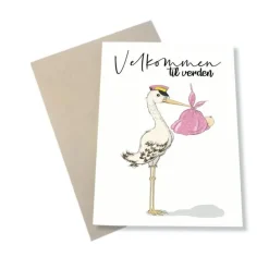 Mouse & Pen A6 Kort Velkommen Til Verden Pink