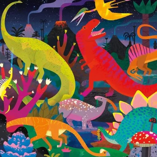 Mudpuppy - Puslespil 500 Brk - Dinosaurer - Selvlysende