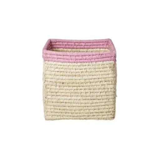 Rice Raffia Opbevaringskurv - Nature/Lyserod