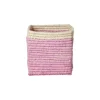 Rice Raffia Opbevaringskurv - Lyserod/Natur