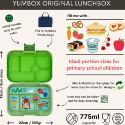 Yumbox Original 6 Rum, Matcha Green/Monster