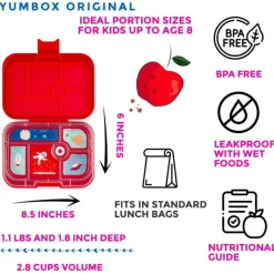 Yumbox Original 6 Rum, Roar Red/Rocket