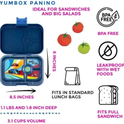 Yumbox Panino 4 Rum, Blue/Race Cars