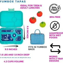 Yumbox Tapas 4 Rum, True Blue/Shark